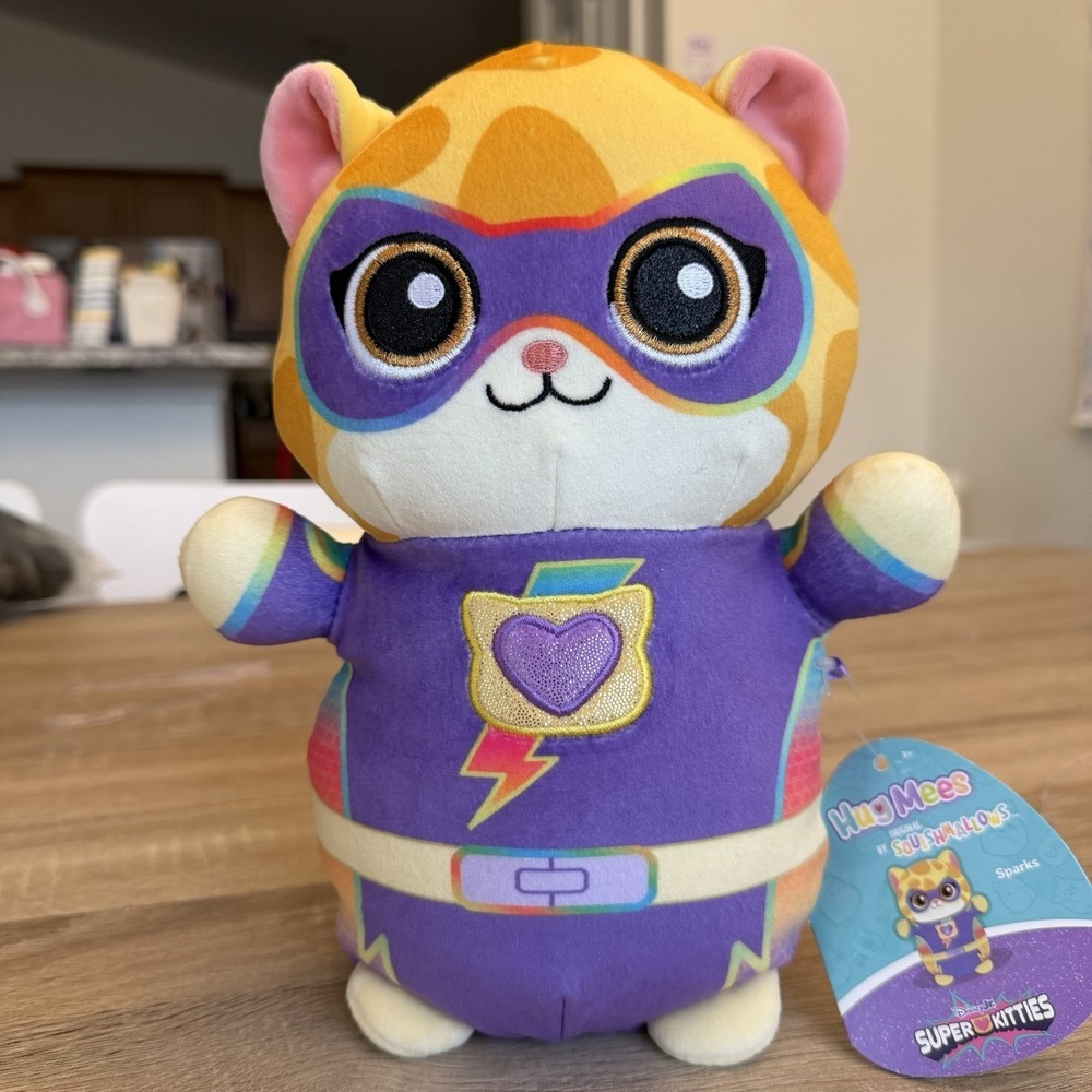 Squishmallows Hug Mees Disney Jr SuperKitties Sparks Cat 10"‎ Stuffed Plush NWT